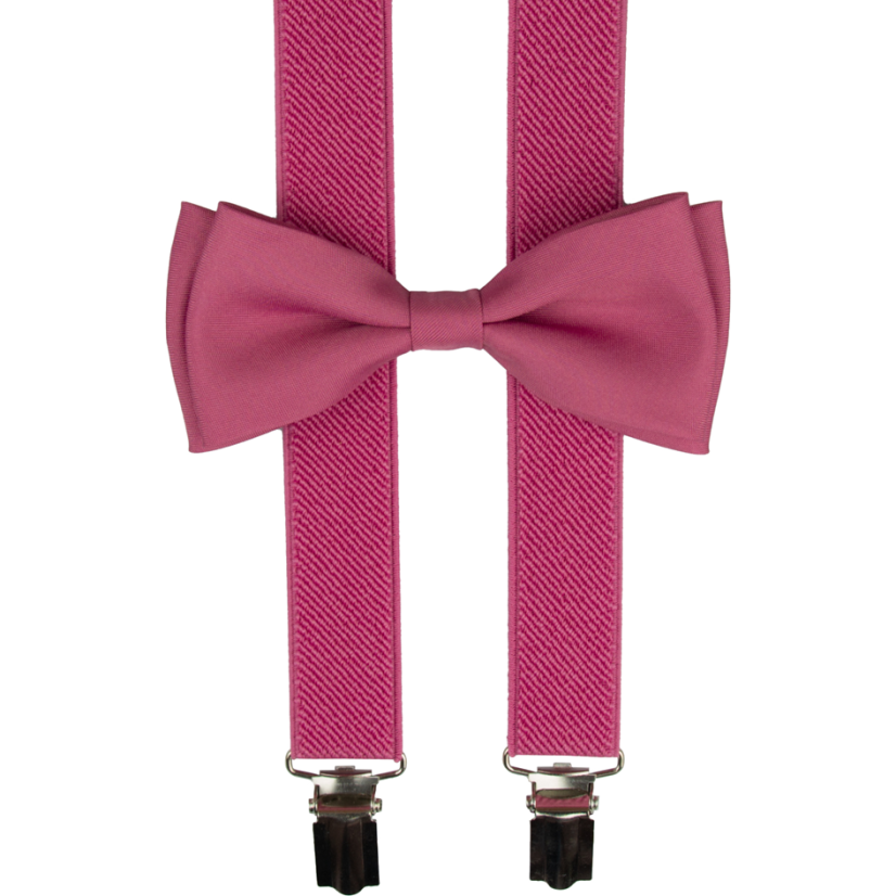 Pink Men's Suspenders with Bow Tie