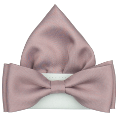 Tmavě starorůžový pánský motýlek matný s kapesníčkem