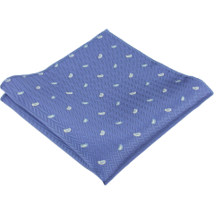 Modrý pánský kapesníček se světle modrým paisley vzorem