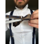 Dark Blue Men's Bow Tie with Paisley Pattern Including Pocket Square