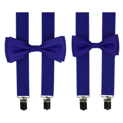 Royal Blue Matching Suspenders and Bow Tie Set for Father and Son