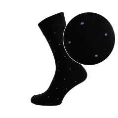 Černé pánské ponožky se světle modrými puntíky