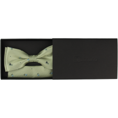 Šalvějově zelený pánský motýlek s jemným květinovým vzorem