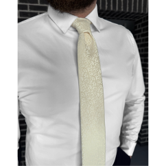 Cream Men's Necktie with Ornamental Pattern