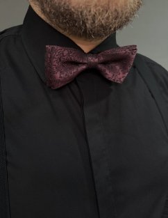 Bordó pánský motýlek s černým vzorem včetně kapesníčku