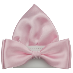 Světle růžový pánský motýlek lesklý s kapesníčkem