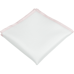 Bílý pánský kapesníček do saka se světlounce růžovým (blush pink) lemem