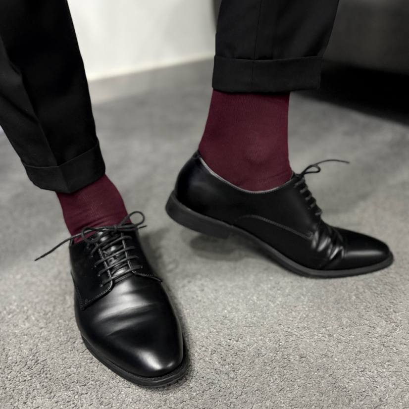 Bordó pánské ponožky s prodlouženou výškou