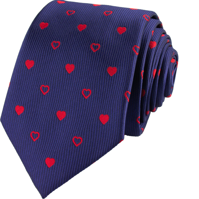 Dark Navy Men's Necktie HEARTS