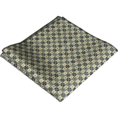 Smetanový (ecru) pánský kapesníček s jemným geometrickým vzorem