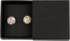 Grey and Blue Cufflinks with Colourful Floral Pattern