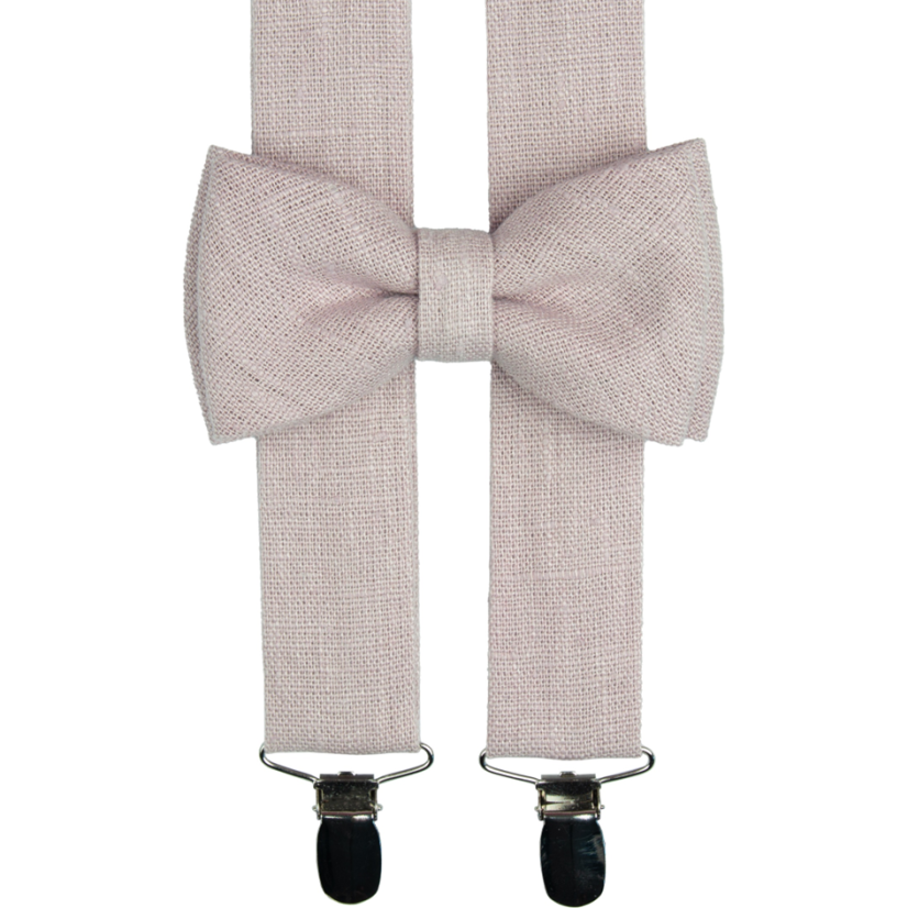 Ľanové púdrové traky s motýlikom vrátane vreckovky