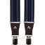 Blue Men's Wide Suspenders with Stripes and Dark Brown Genuine Leather