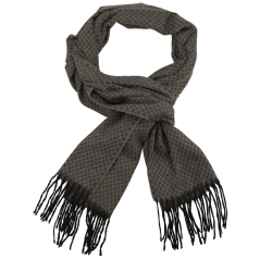 Hnědo šedá pánská šála s jemným vzorem a třásněmi