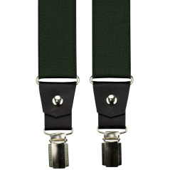 Tmavě zelené pánské široké kšandy s černou pravou kůží