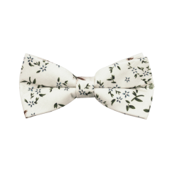 Smetanový dětský bavlněný motýlek s modro hnědými květy