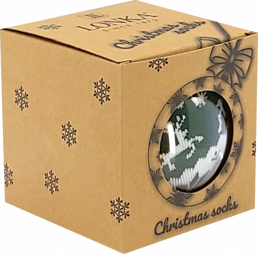 Zelené vánoční ponožky se vzorem sobů a vloček