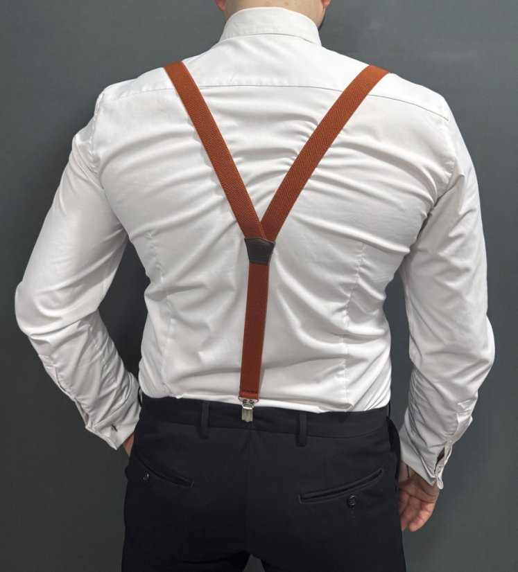 Cihlové pánské kšandy s motýlkem