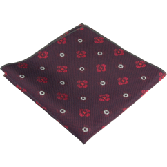 Burgundy Men's Pocket Square with Geometric Pattern