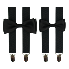 Černý set kšandy s motýlkem pro tátu a syna