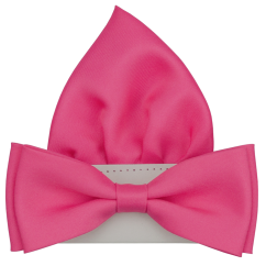 Bright Pink Men's Matte Bow Tie with Pocket Square