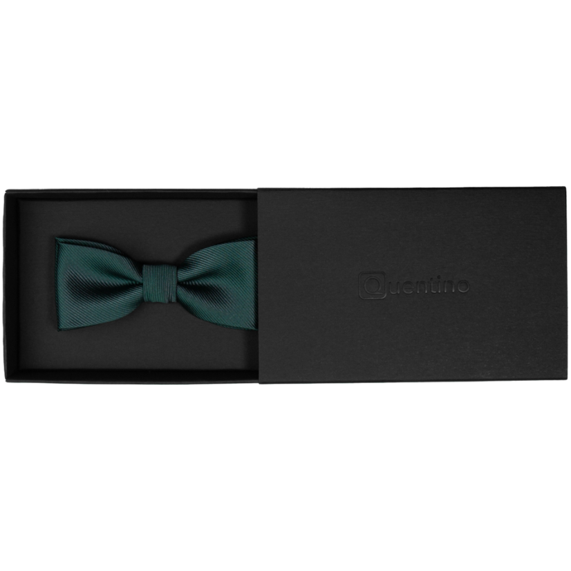 Smaragdově zelený dětský motýlek s vyšitými proužky