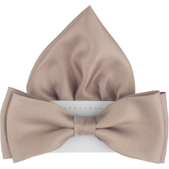 Tmavě pudrový pánský motýlek matný s kapesníčkem