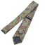 Brown Green Men's Cotton Necktie with Floral Pattern