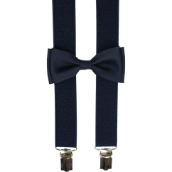 Navy Blue Children's Suspenders with Bow Tie