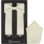 Cream (ecru) men's accessory set with ornamental pattern - suspenders, bow tie and pocket square
