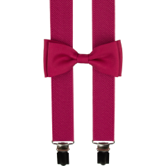 Raspberry Children's Suspenders with Bow Tie