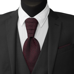 Vínově červená svatební kravata s květinovým vzorem