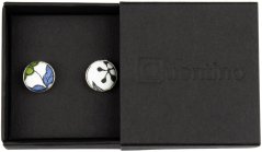 Bílé manžetové knoflíčky s šedo zelenými lístky