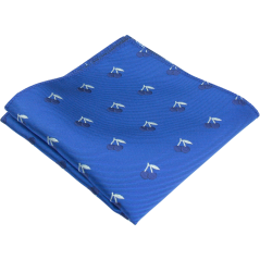 Královsky modrý pánský kapesníček s jemným motivem třešní