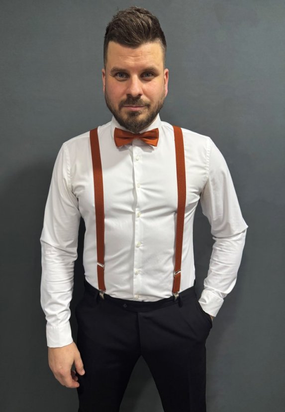 Brick Red Men's Suspenders - Length: 120cm