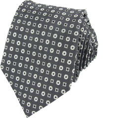 Tmavě šedá pánská hedvábná kravata se vzorem