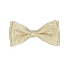 Béžový detský motýlik s elegantným ornamentálnym vzorom