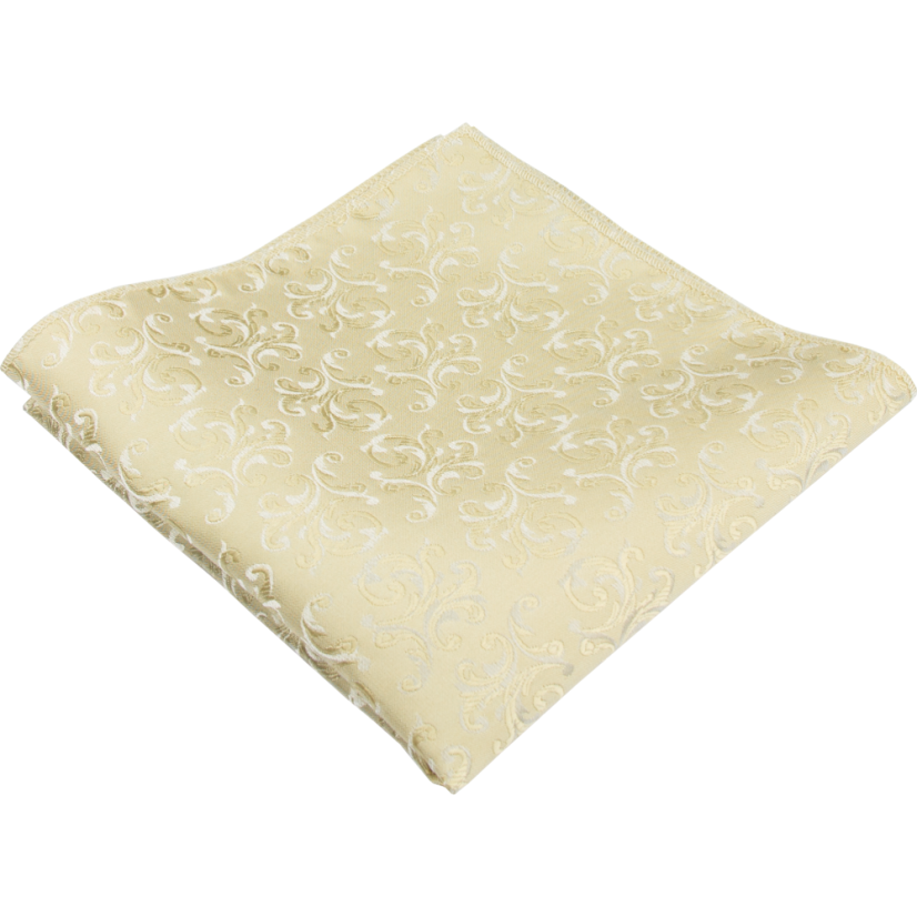 Beige Men's Pocket Square with Elegant Ornamental Pattern