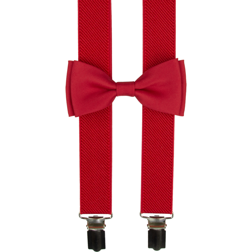 Červené dětské kšandy s motýlkem