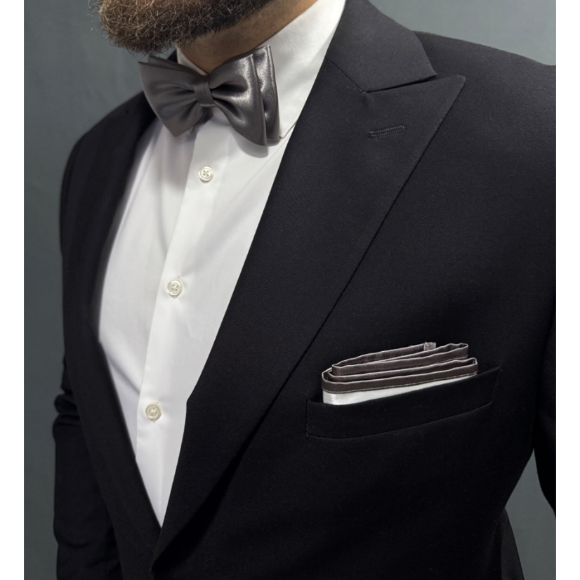 Grafitově šedý pánský motýlek lesklý