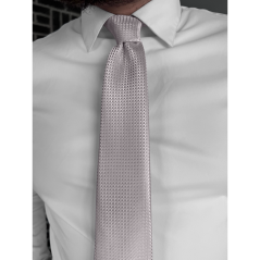 Silver & Pink Wedding Men's Necktie with Pocket Square
