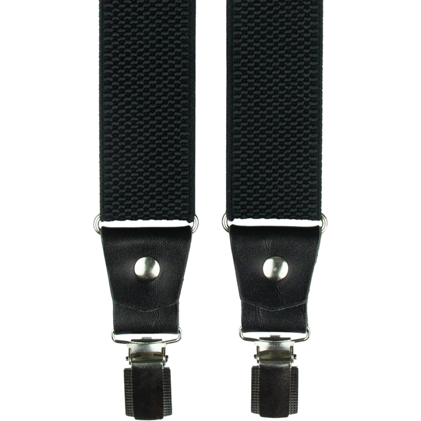 Černé pánské široké kšandy s černou pravou kůží