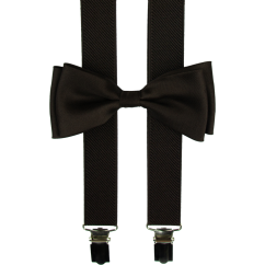 Tmavě hnědé pánské kšandy s motýlkem