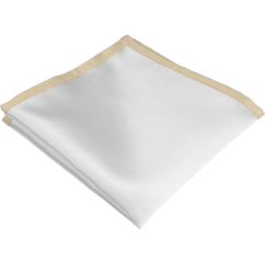 Bílý pánský kapesníček s béžovým lemem