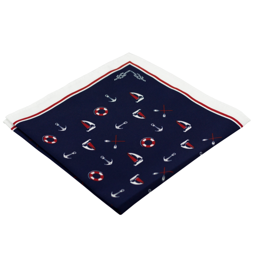 Tmavě modrý pánský kapesníček s námořnickým motivem