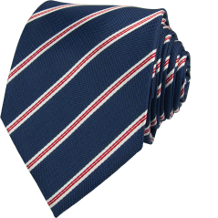 Tmavě modrá pánská kravata s červenobílými pruhy