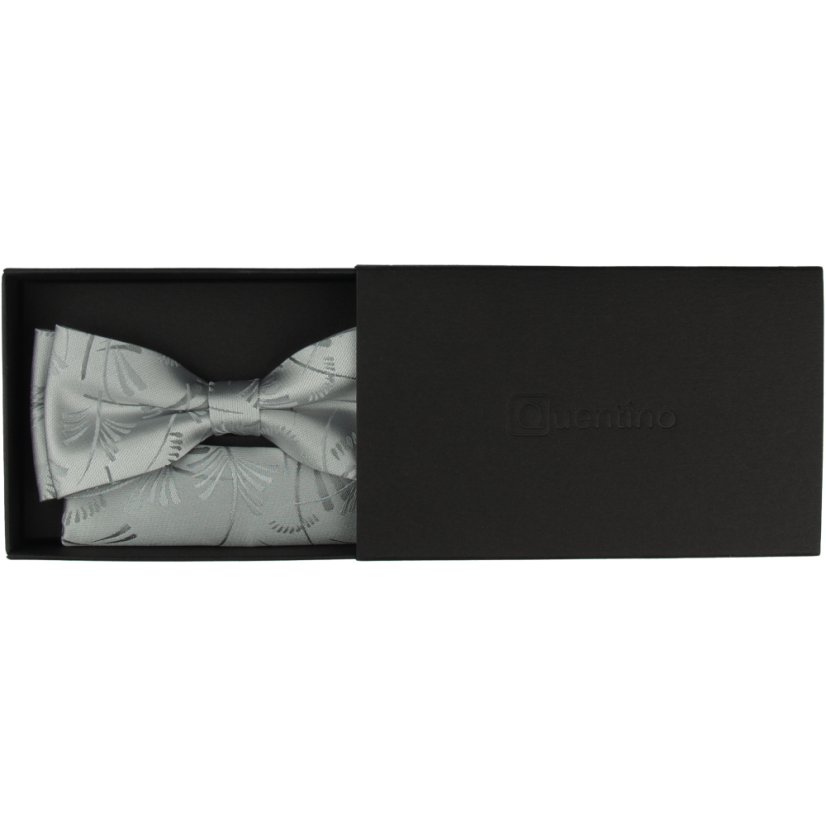 Světle šedý pánský motýlek s jemným vzorem travin