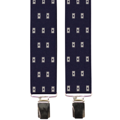 Tmavě modré pánské široké kšandy s obdélníkovým vzorem