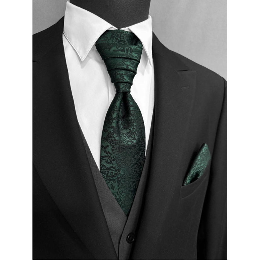 Smaragdově zelená svatební kravata s paisley vzorem