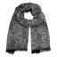 Grey & Black Men's Scarf with Paisley Pattern and Fringe